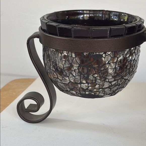 PartyLite Dark Bronze Metal Tone Tea light glass Candle Holder 12” long - Picture 2 of 5